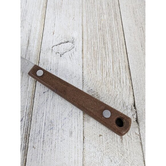 Vintage Pyramid Stainless Steel 12 3/4" Solid Serving Spoon Red Brown Handle - Picture 8 of 9